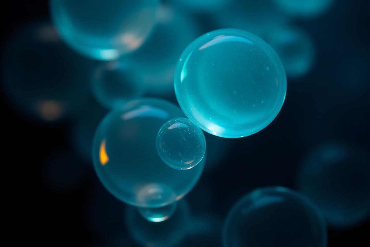 Swollen hydrogel beads in liquid