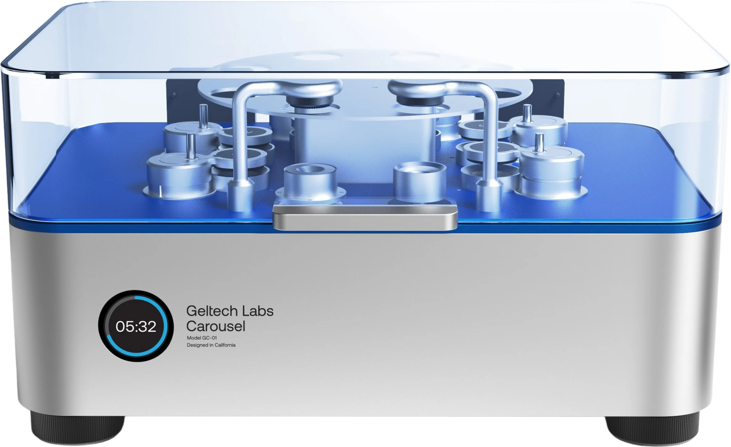 Carousel, model GC-01, with a clear lid over its sample chambers